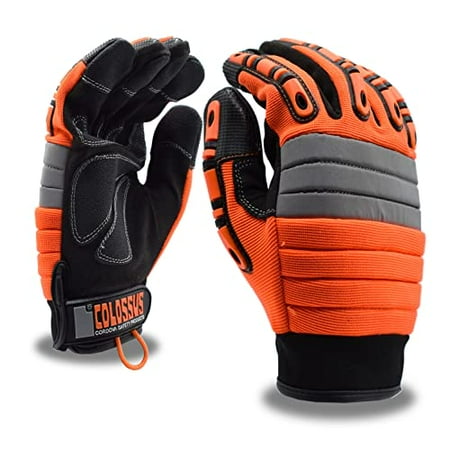 

10-Pack of Cordova 7745-2XL Colossus Orange Spandex Back Work Gloves Foam Metacarpal Padding TPR Protectors Black Synthetic Leather Palm PVC Palm Reinforcements Hook & Loop Closure 2X-Large