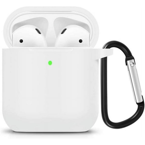 Compatible for AirPods Case with Keychain, Shockproof Protective Premium Silicone Cover Skin for AirPods Charging Case (AirPods 2, White)