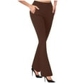 thumbnail image 2 of FUNUONY Women's Flare Pants with Pockets High Waisted Bootcut Work Trouser-Flare Workout Gym Pants Women's Stretchy Straight Dress Pants Tall Petite Regular for Work Business Coffee L, 2 of 6