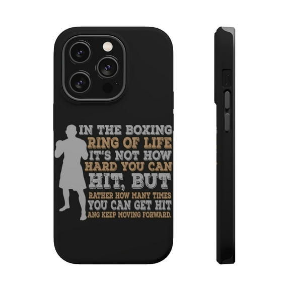 DistinctInk Tough Case for Apple iPhone 15 PRO (6.1" Screen), Compatible with MagSafe Charging - Boxing Life How Many Times You Keep Moving
