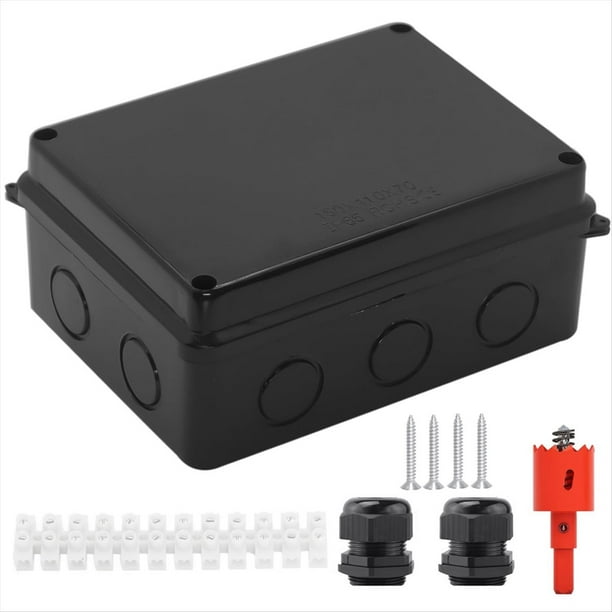Caja Eléctrica, Caja Impermeable para Exteriores, Caja de Conexiones IP65 con Orificios Reservados, Caja de Proyecto, Caja de Cable de Alimentación Negra