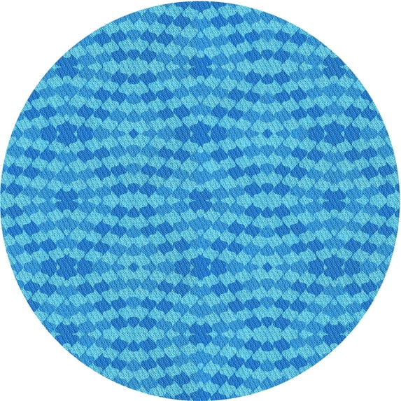 Ahgly Company Machine Washable Indoor Round Transitional Neon Blue Area Rugs, 7' Round