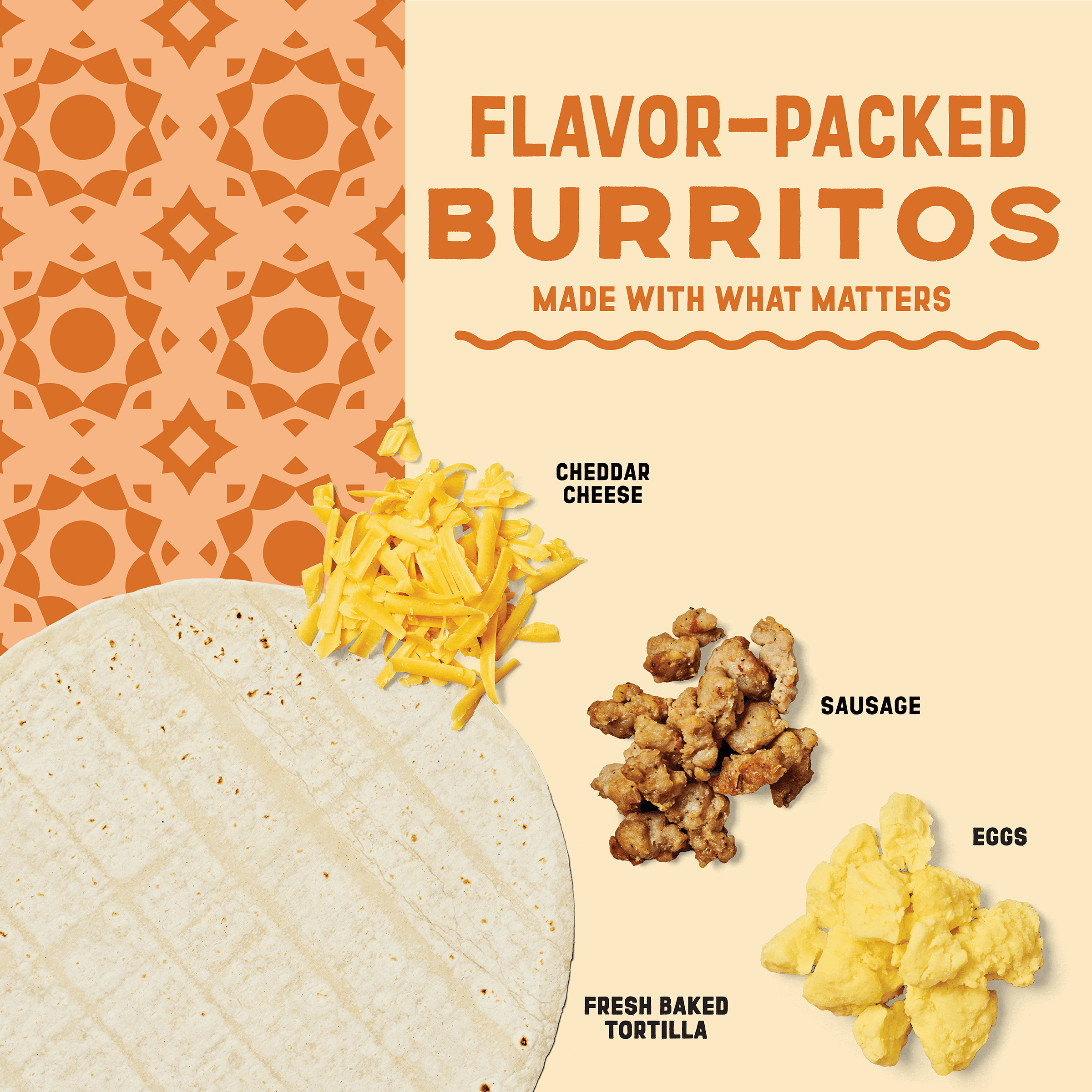 El Monterey Signature Egg, Sausage & Cheese Burritos, 36 oz, 8 Count (Frozen)
