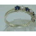 thumbnail image 4 of LBG 14k White Gold Cultured Pearl & Sapphire Womans Eternity Ring - Size 7, 4 of 6