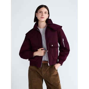 Free Assembly Women's Ruffle Collar Bomber Jacket