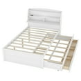 thumbnail image 6 of Harper & Bright Designs Full Size Wooden Platform Bed with Trundle and 3 Drawers Underneath, Wooden Bedframe with Headboard Storage and Built-in USB & LED Light, Gray, 6 of 10