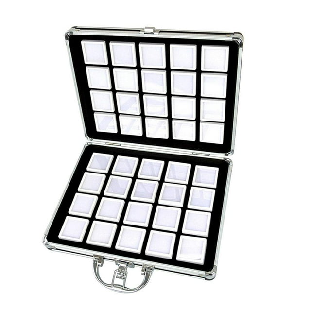 Aluminum Alloy Box - Foam Insert Tray for Gem Jar Jewelry Display Organizer Bead Storage Box - Multicolor, 4cm