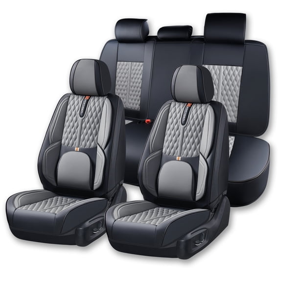 2024 for Kia K5 Seat Cover, Gray and Black Car Seat Covers, Leather 5 Seats Full Set Anti-Slip Beautify Interior, Protect Car Seats