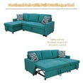 thumbnail image 4 of Pon Living Green Linen Reversible Sleeper Sectional Sofa with Storage Chaise, 4 of 9