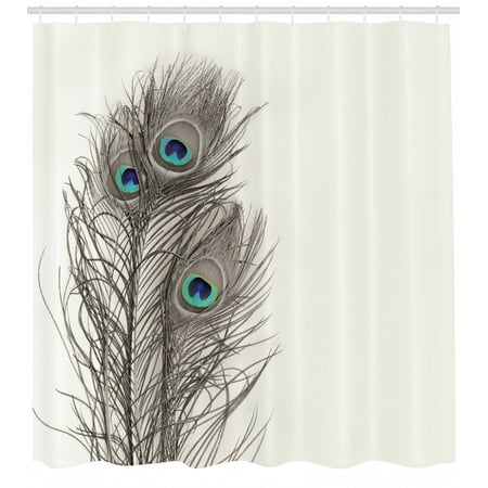 Natural Peacock Feather Ecru Shower Curtain Extra Long 84 Inch