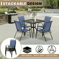 thumbnail image 5 of Pirecart Outdoor Table Furniture Set Patio Dining Table Set with 4 Stackable Textilene Chairs, Dark Blue, 5 of 10