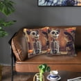 thumbnail image 5 of Halloween Throw Pillow Covers, Halloween Cat and Dog Skull Halloween Decorations Square Pillow Cases with Invisible Zipper for Bed Couch Sofa, Farmhouse Halloween Decor-2 Pack 18x18, 5 of 6