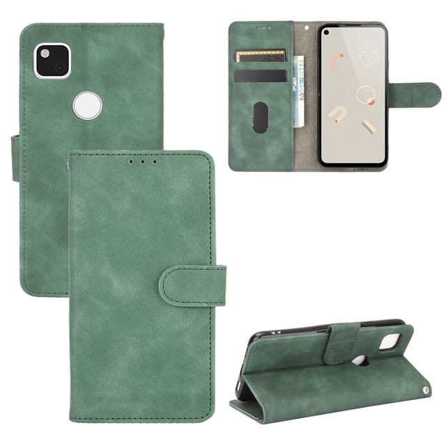 Pour Google Pixel 4A 4G Étui à Rabat en Cuir PU avec Fentes pour Cartes, Support, Livre, Étui Folio Pliant - Vert