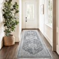 thumbnail image 1 of Alfombra Marsail, 76 x 244 cm, diseño floral vintage, antideslizante, lavable, 1 of 5