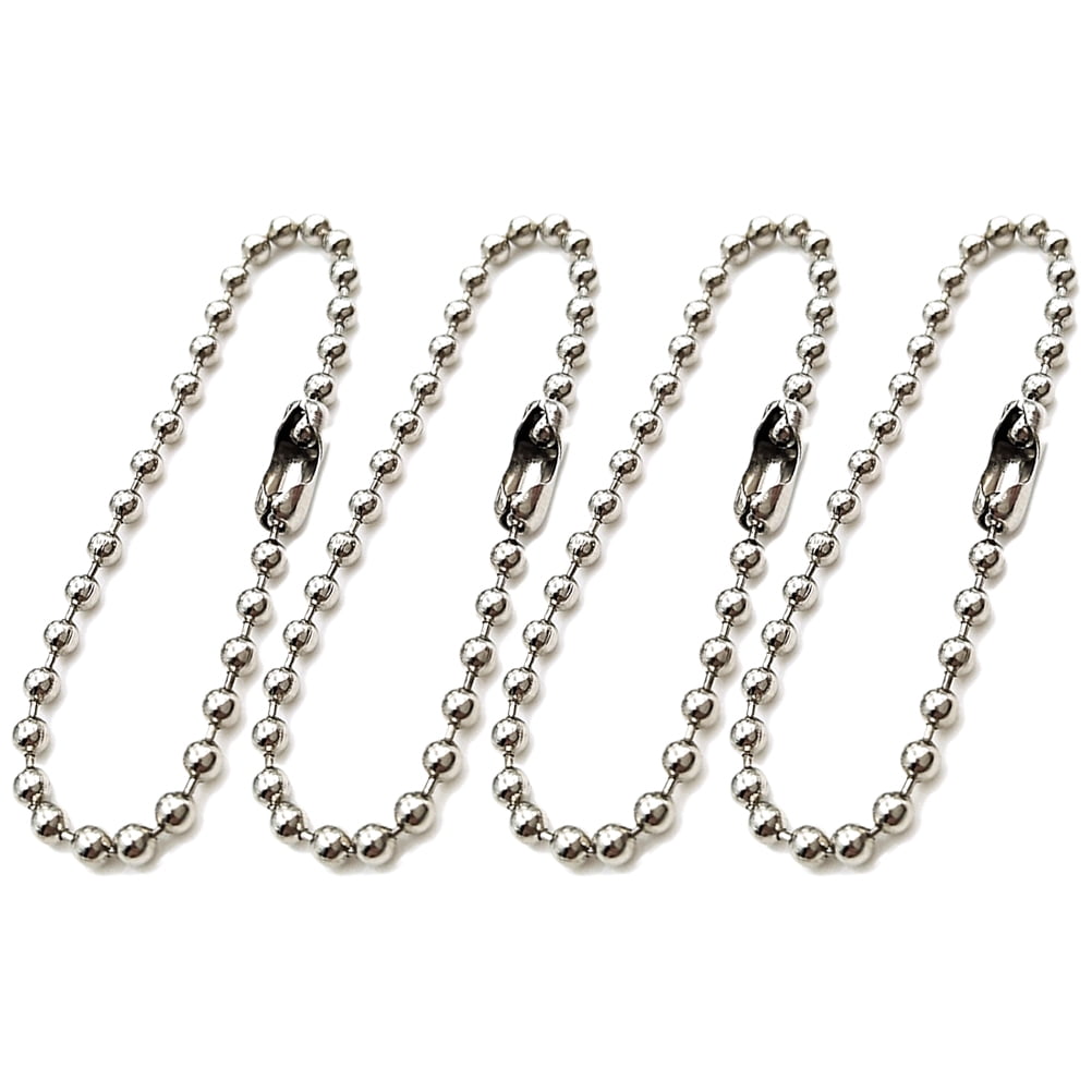 100pcs Long Bead Connector Clasp Ball Chain Keychain Tag Key Rings