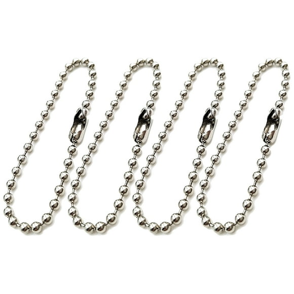 100 piezas de cierre de cuentas largas con forma de bola, cadena de llavero ajustable de acero con cuentas de metal envejecido (plata/2,4 x 150 mm)