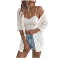 thumbnail image 3 of UVEASISHA Women Short Sleeve Crochet Cardigans Lightweight Summer Boho Kimono Cardigan Open Front Oversized Knit Sweaters White M, 3 of 9
