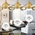 thumbnail image 4 of Parrot Uncle 48" Indoor Modern Gold Ceiling Fan with Lights and Remote Control for Bedroom, Living Room, 4 of 9