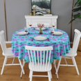 thumbnail image 2 of Daisy Flower Blue Blooms Pattern Round Tablecloth 60"x60",Wrinkle Wipeable Table Cloth for Kitchen Dining Room Picnic Patio Party, 2 of 6