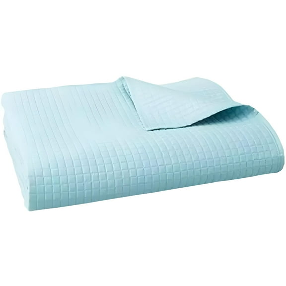 Hudson Park Mini Grid Minigrid King Coverlet Quilt Azure Blue Z1047