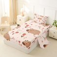 thumbnail image 2 of Erosebridal Cartoon Capybara Animal Twin Sheet Sets 3pcs For Child Boys Girls,Pink Flowers Bedding For Kids,Ultra Soft Home Decor, 2 of 5