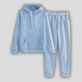 thumbnail image 2 of Kcodviy Ladies Solid Color Hooded Plus Size Rompers and Jumpsuits for Women Long Sleeve Sweatshirt with Pant Suits for Women Dressy Wedding Guest Petite Pocket and Fleece Set, 2 of 3