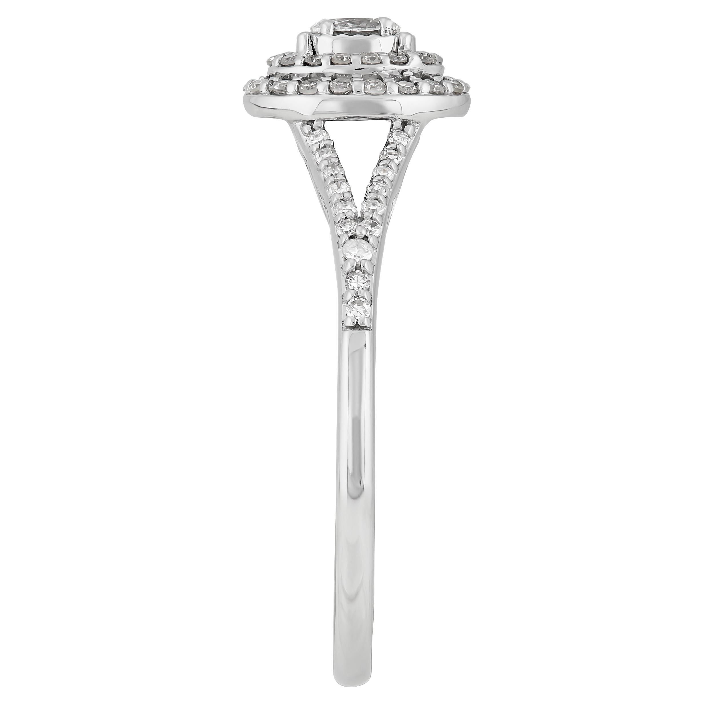 Forever Bride .33 CT Diamond Oval Engagement Ring in 10K White Gold, Size 7