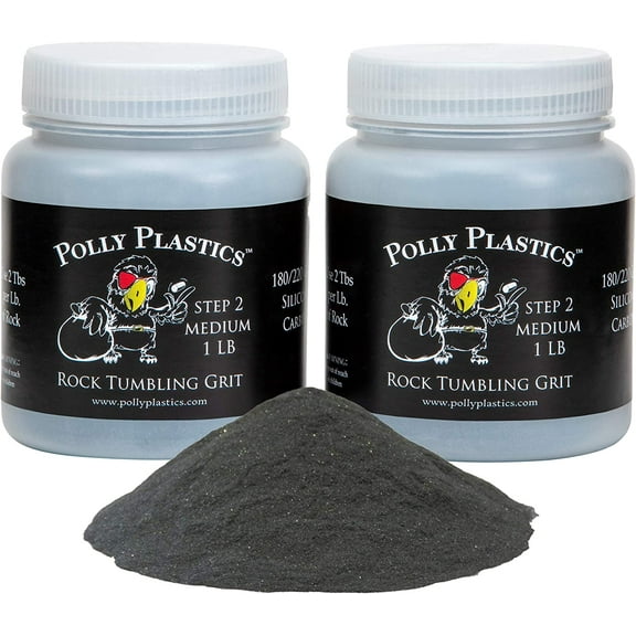 Polly Plastics Rock Tumbler Grit Refill Medium 180/220 Silicon Carbide Stage 2 for Tumbling (2x1lb)