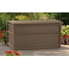 Suncast 50-Gallon Outdoor Resin Deck Box and Seat for Patio, Mocha Brown (L x W x H) 41 x 22 x 21 inches