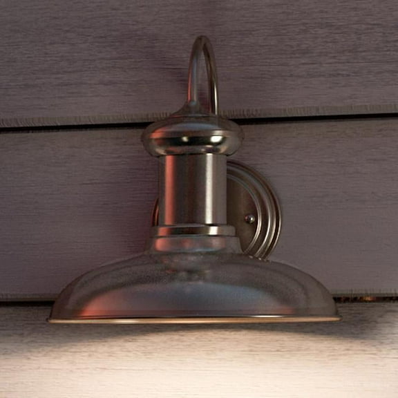 Urban Ambiance Luxury Urban Industrial Outdoor Wall Light, Size: 10-3/4"H x 10"W, with Vintage Electric Style Elements, Aged Nickel Finish, UHP1025
