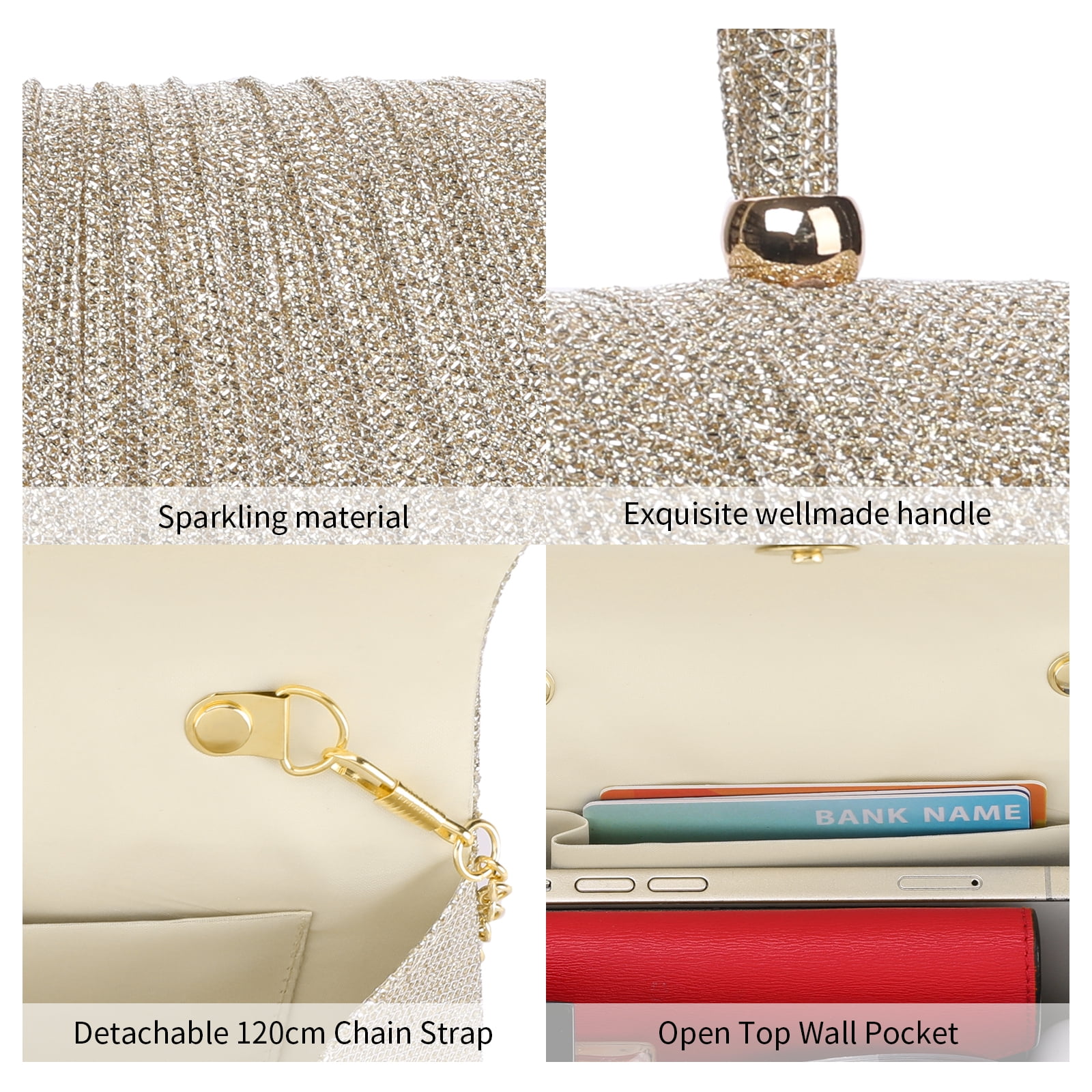 LOUEBICA Evening Bag Sparkly Clutch Purses for Women Wedding Party Women's Shoulder Bag Crossbody Handbags