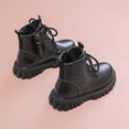 thumbnail image 4 of DHFJKG Ankle Boots For Girl Leather Upper Round Toe Solid Color Lace Up Lug Sole Non-Slip Boot With Side Zipper For Little Big Kids Versatile Shoes, 4 of 7