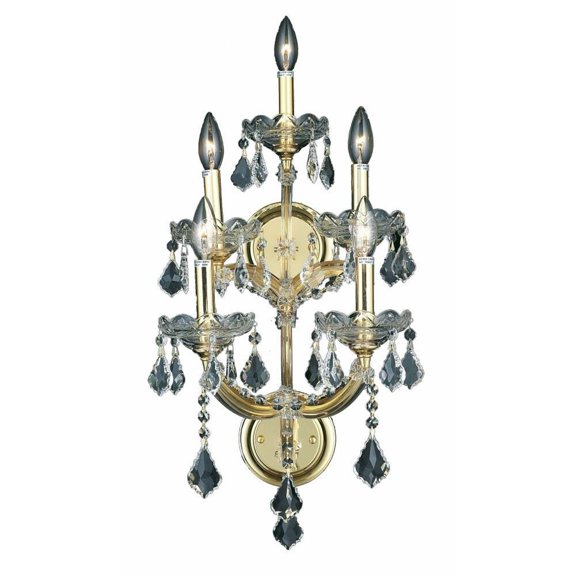 Five Light Wall Sconce-Gold/Golden Teak Finish-Royal Cut Crystal Type Bailey Street Home 390-Bel-3337007
