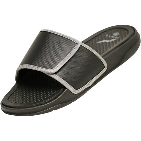 

NORTY Mens Pool Slides Sandals Adult Male Summer Flip Flops Black Grey