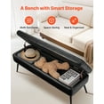 thumbnail image 4 of VEVOR Leather Storage Ottoman Bench, PU Leather Bench with Storage and Metal Legs, Modern Shoe Benches Seat for Entryway, Upholstered End of Bed Benches for Living Room, Dining Room, Hallway, Black, 4 of 9