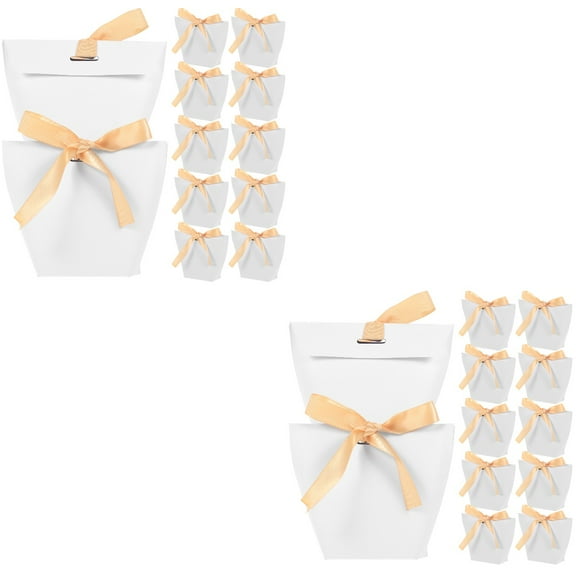 Worgeous 40 Pcs Packing Gift Bag Simple Birthday Gift Packaging Bags Party Favors Goodies Bags with Ribbon
