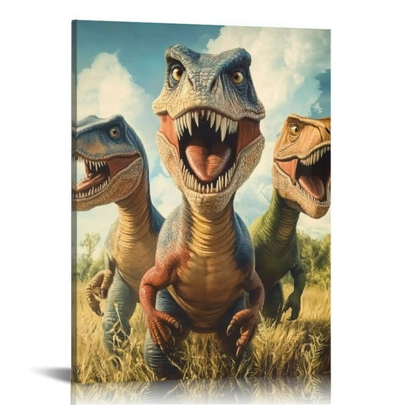 Sheronv Dinosaur Fine Art Aesthetic Poster Print Wall Painting for Home Office Decor Canvas Living Room Bedroom Wall Art 12x16 in