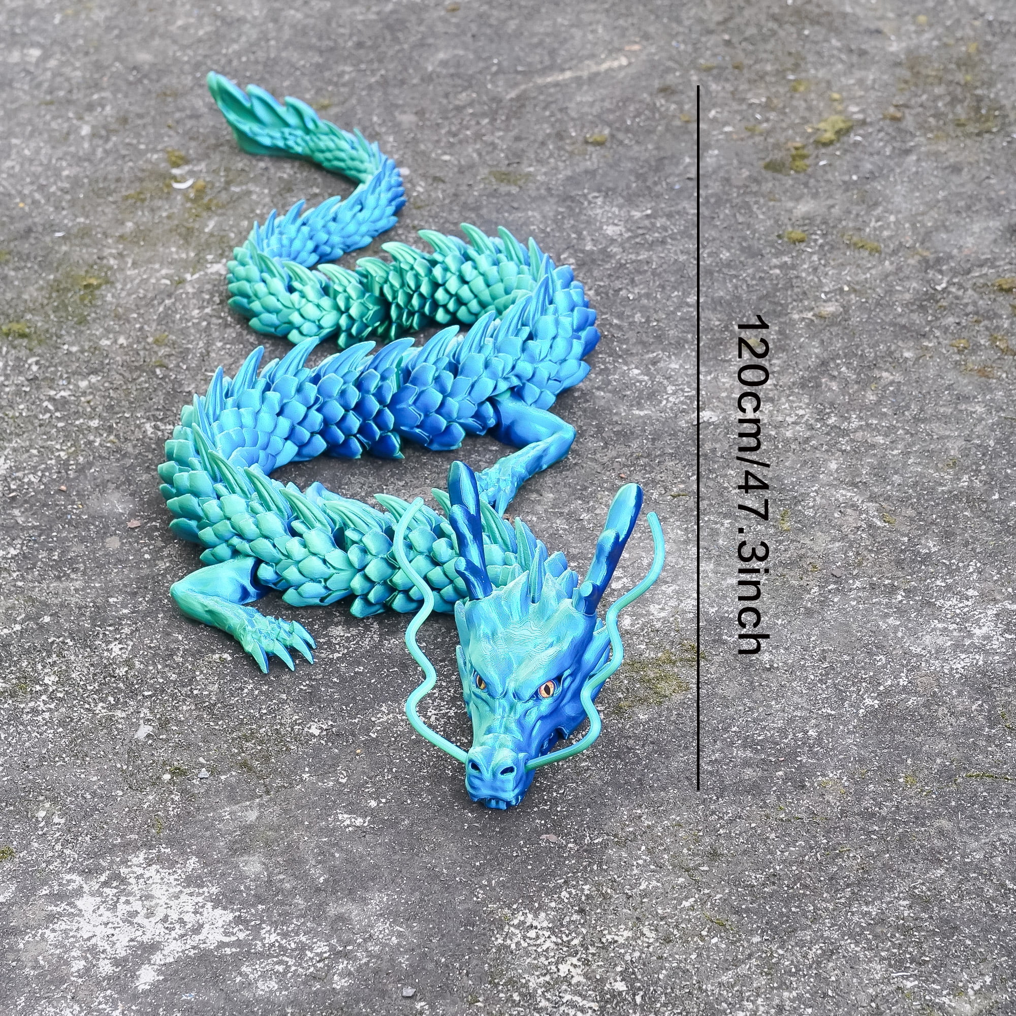 47.5inch 3D Printed dragon,Flexible Joint Animal lacertid Figurines,Realistic Eyes, Home Office Decor,Fidget Toy for Adults Teens Boy Festival Gifts