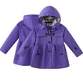 thumbnail image 6 of LYMAYTER Little Girls Hooded Jacket Baby Mid-Length Trench Coat Toddler Solid Color Outerwear for 3-11 Years, 6 of 10