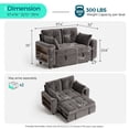 thumbnail image 2 of LINSY HOME 57.4" Modular Sectional Sofa with Pull Out Bed & Multi-functional Armrest for Small Spaces, 2-Seat Pull Out Couch with Shelves, USB Ports & Cup Holders, Chenille Gray, 2 of 11