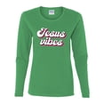 thumbnail image 2 of Wild Bobby Jesus Vibes Inspirational/Christian Women Graphic Long Sleeve Tee, Kelly, Small, 2 of 6