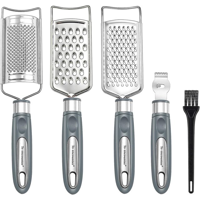 Rallador DE alimentos WEIHJMXG multiusos DE acero inoxidable para cocina con cepillo DE limpieza gris