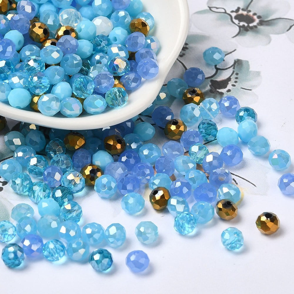 500g Glass Beads Faceted Rondelle Pale Turquoise 6x5mm Hole: 1mm about 2360pcs/500g