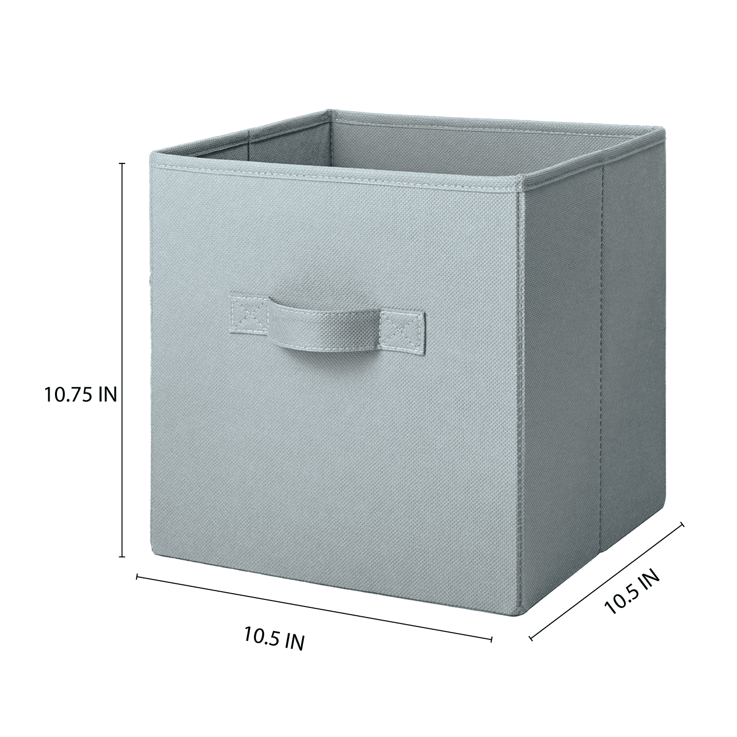 Mainstays Collegiate Collapsible Fabric Bins 10.5X10.5, Silver Hail, 4 Pack