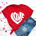 thumbnail image 2 of Penkiiy T-Shirts de la Saint-Valentin pour Femmes avec Imprimé Cœur Mignon, T-Shirts Graphiques Décontractés à Manches Courtes, Rouge, 2 of 7