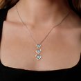 thumbnail image 3 of Gem Stone King 925 Silver and 10k Yellow Gold Swiss Blue Topaz and White Lab Grown Diamond Triple 3 Heart Shape Pendant Necklace for Women (1.21 Cttw, with 18 inch Chain), 3 of 3