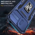 thumbnail image 7 of For Motorola Moto G22 2022 6.5", Hybrid Rugged PC Shell 360°Rotating Holder/Kickstand Camera Slide Car Mount Anti-fall Airbags Military-Grade Shockproof Anti-fingerprint Case,Navyblue, 7 of 7