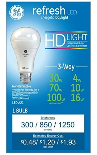 Ge Lighting 96763 Refresh 3-Way Led Light Bulb, 1250 Lumens