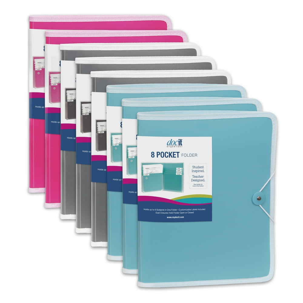 DocIt 8 Pocket Folder, Multi Pocket Folder, 8 Count Assorted Walmart