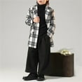 thumbnail image 7 of OGLCCG Boys Double Breasted Peacoat Notched Lapel Collar Wool Blend Plaid Winter Coat with Pockets Fall Winter Long Sleeve Pea Coat 2-15 Years, 7 of 7